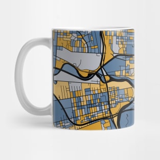 Columbus Map Pattern in Blue & Gold Mug